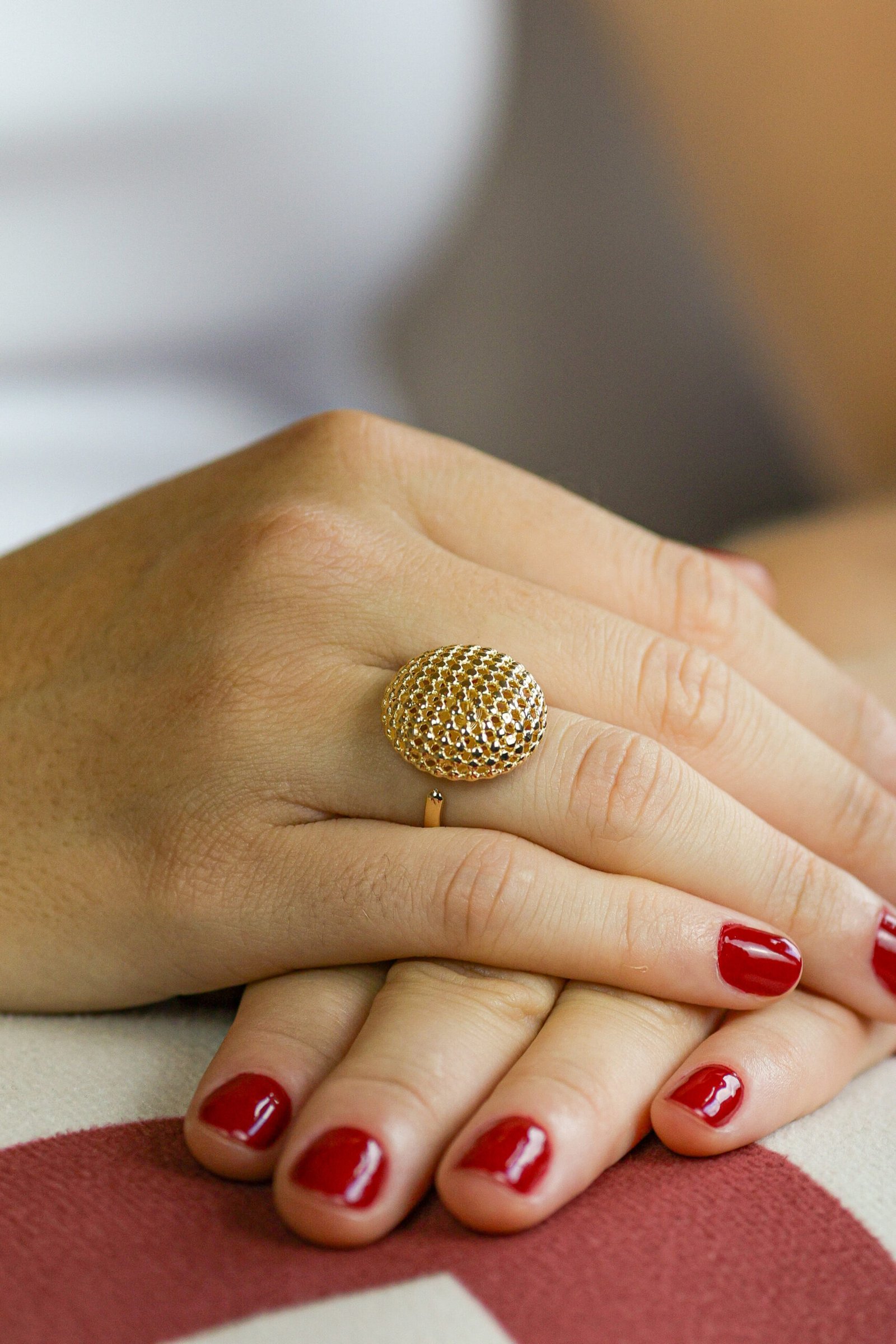 ANEL OVAL TEXTURIZADO AJUSTÁVEL