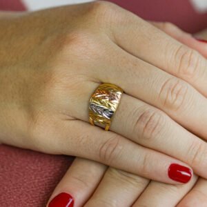 Anel Três Ouros Trabalhado