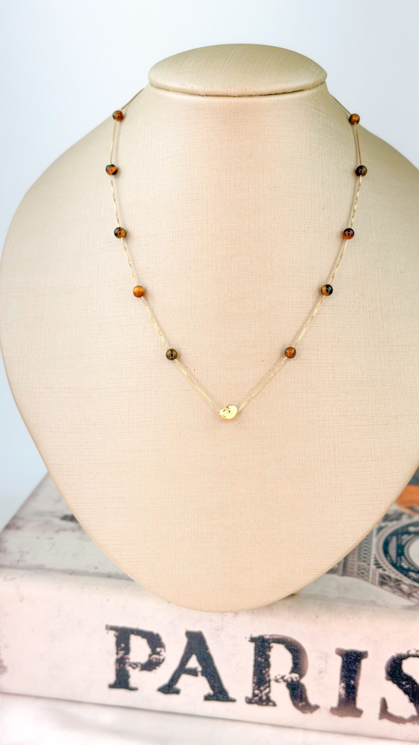 Colar Olho de Tigre Banho Ouro 18k - Imagem 4