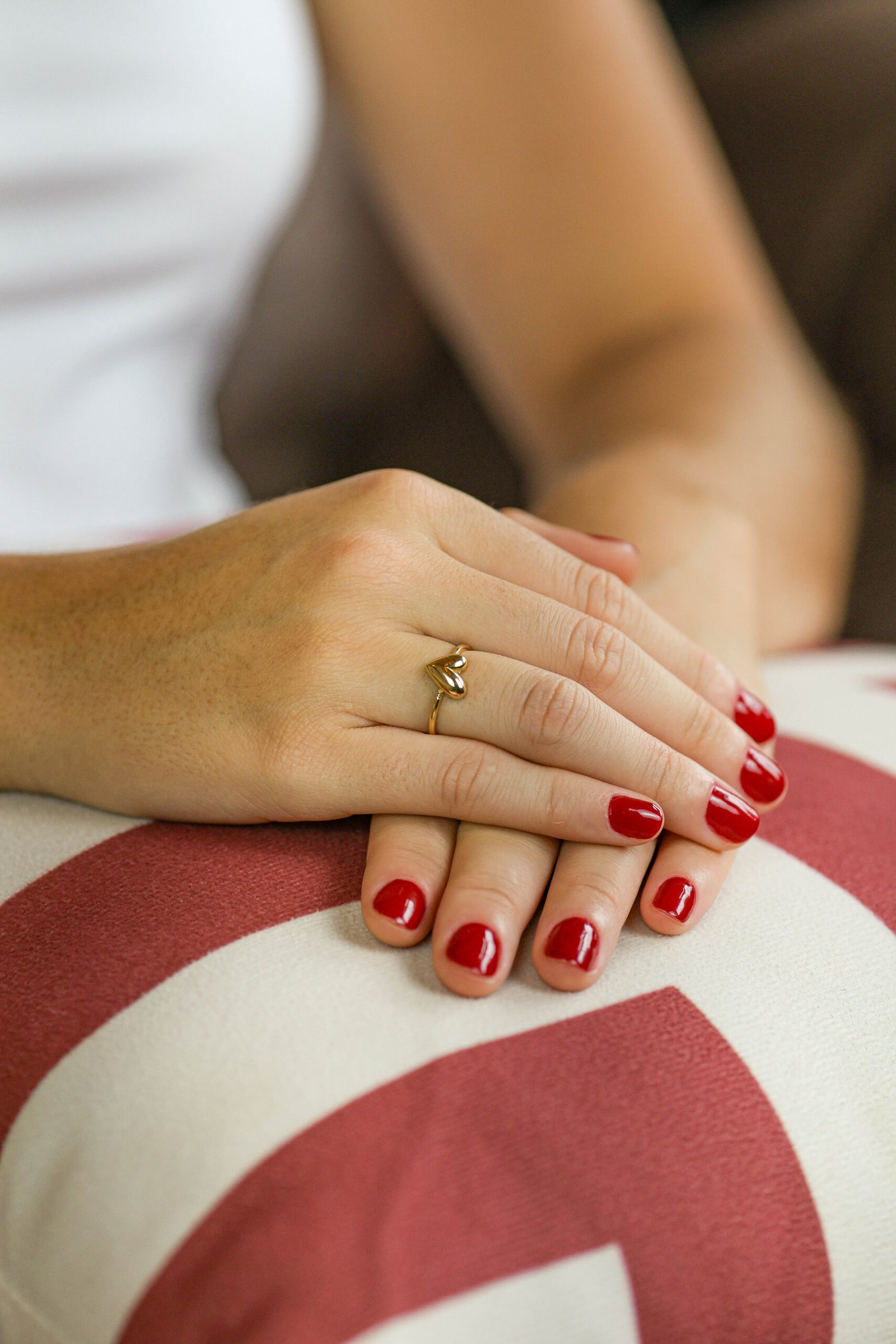 Anel Coração Liso em Banho Ouro 18k