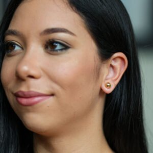 Brinco Bolinha Lisa Banho em Ouro 18k