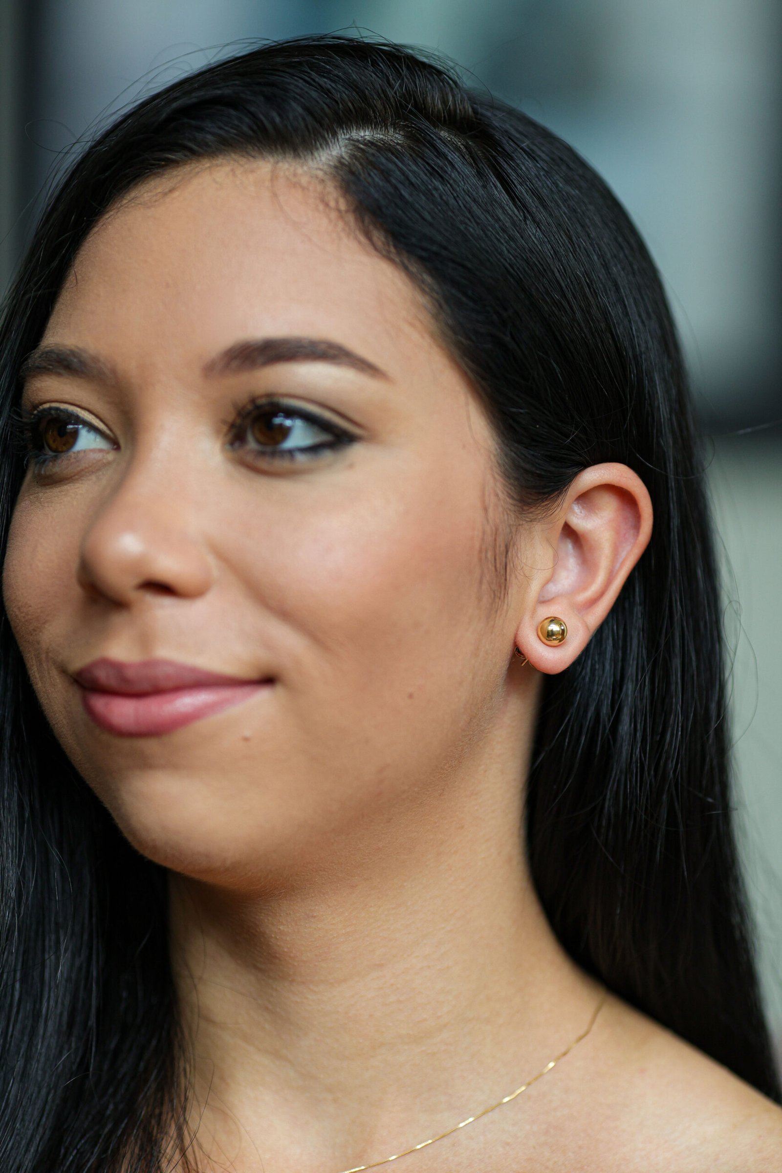 Brinco Bolinha Lisa Banho em Ouro 18k