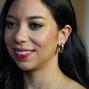 Brinco Argola Orgânica Lisa Banho Ouro 18k