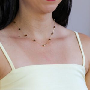 Colar Olho de Tigre Banho Ouro 18k