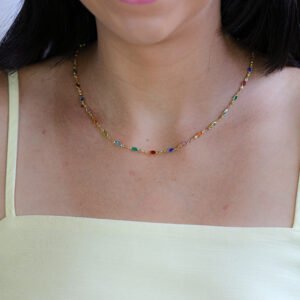 Colar Multicolorido Banho Ouro 18k