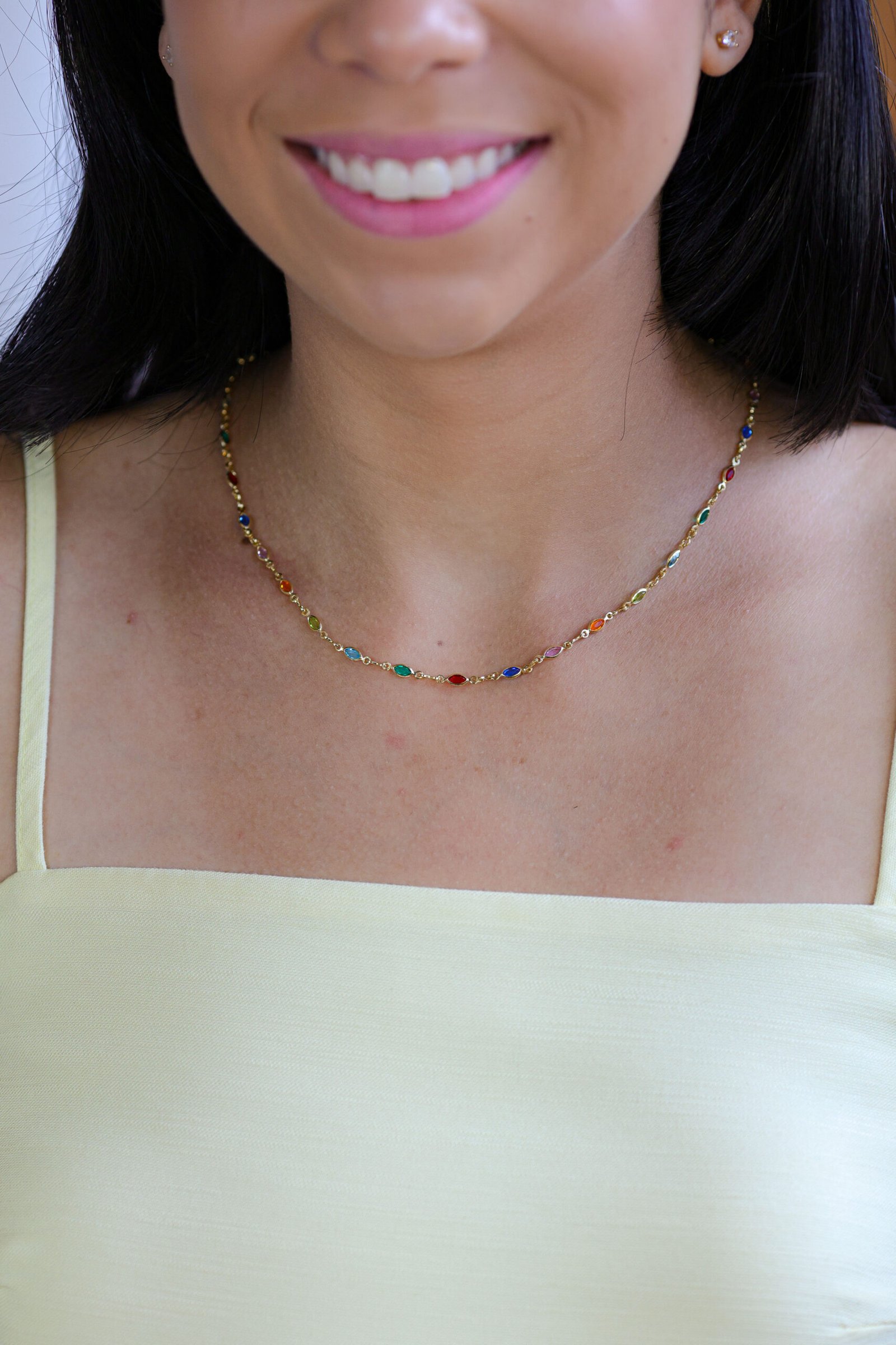 Colar Multicolorido Banho Ouro 18k