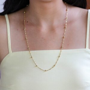 Colar Corrente com Bolinhas Banho Ouro 18k