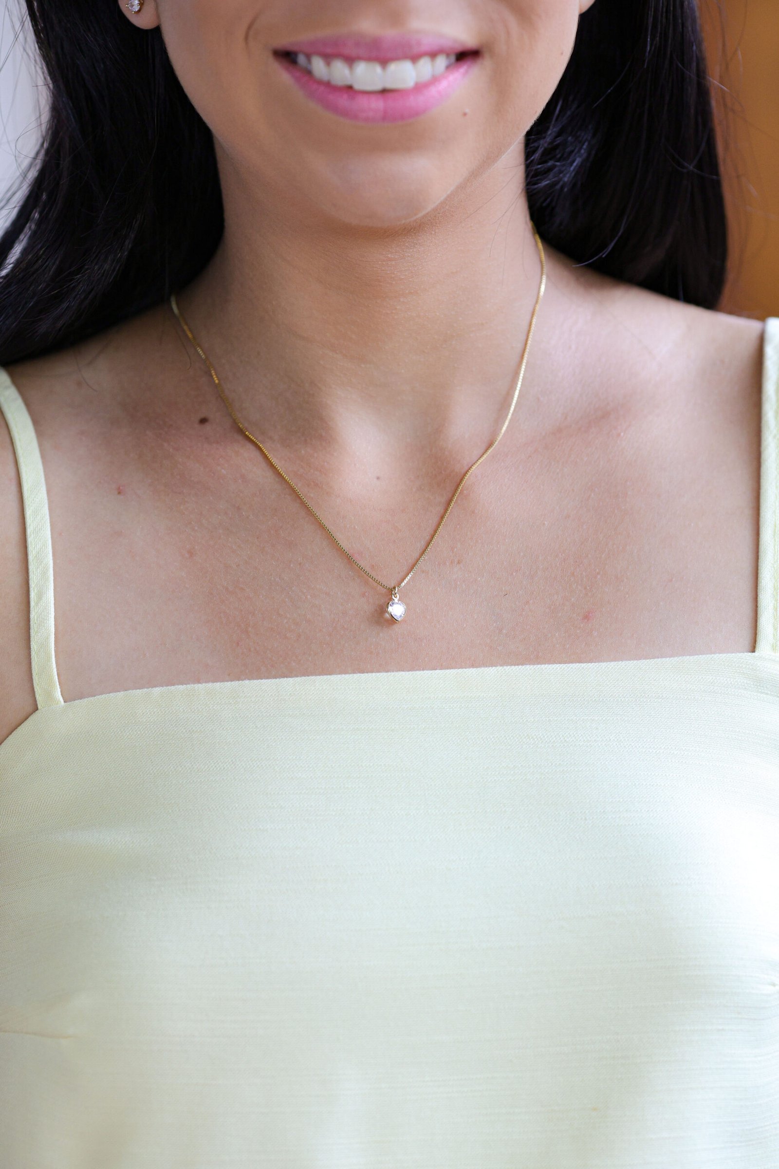 Colar Coração Banho Ouro 18k com Zircônia