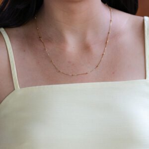 Colar Corrente com Bolinhas  Banho Ouro 18k