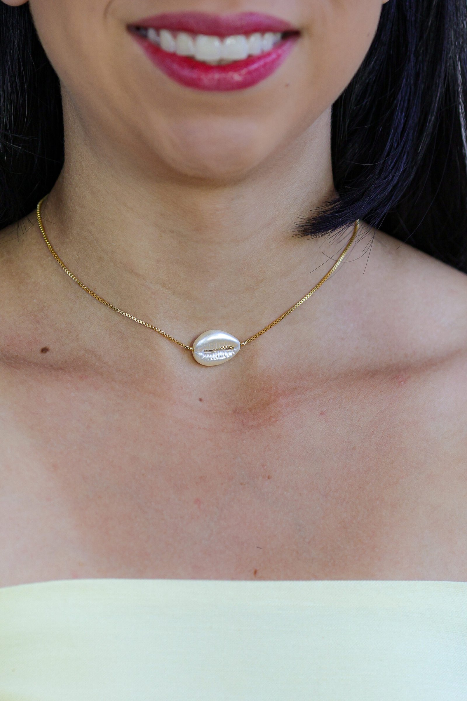 Colar Pérola Orgânica com Corrente Veneziana Banho Ouro 18k - Imagem 2