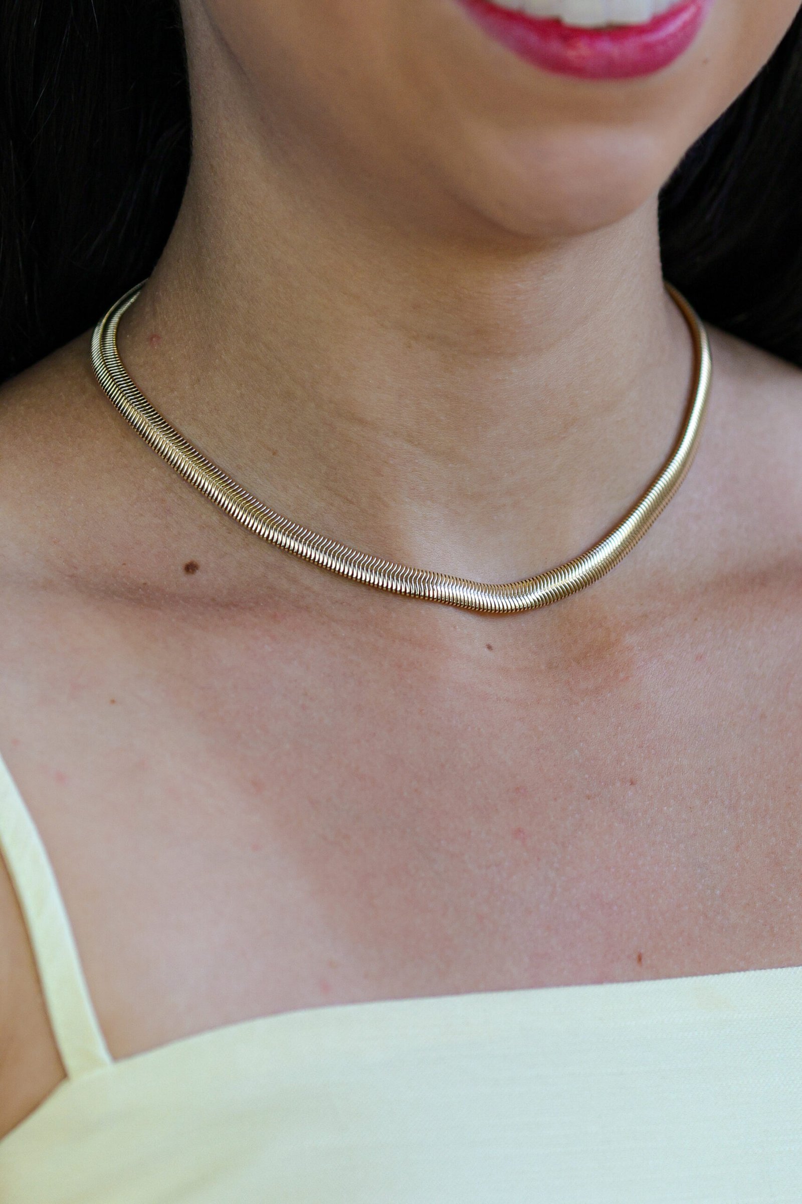 Choker Malha Snake Banho Ouro 18k