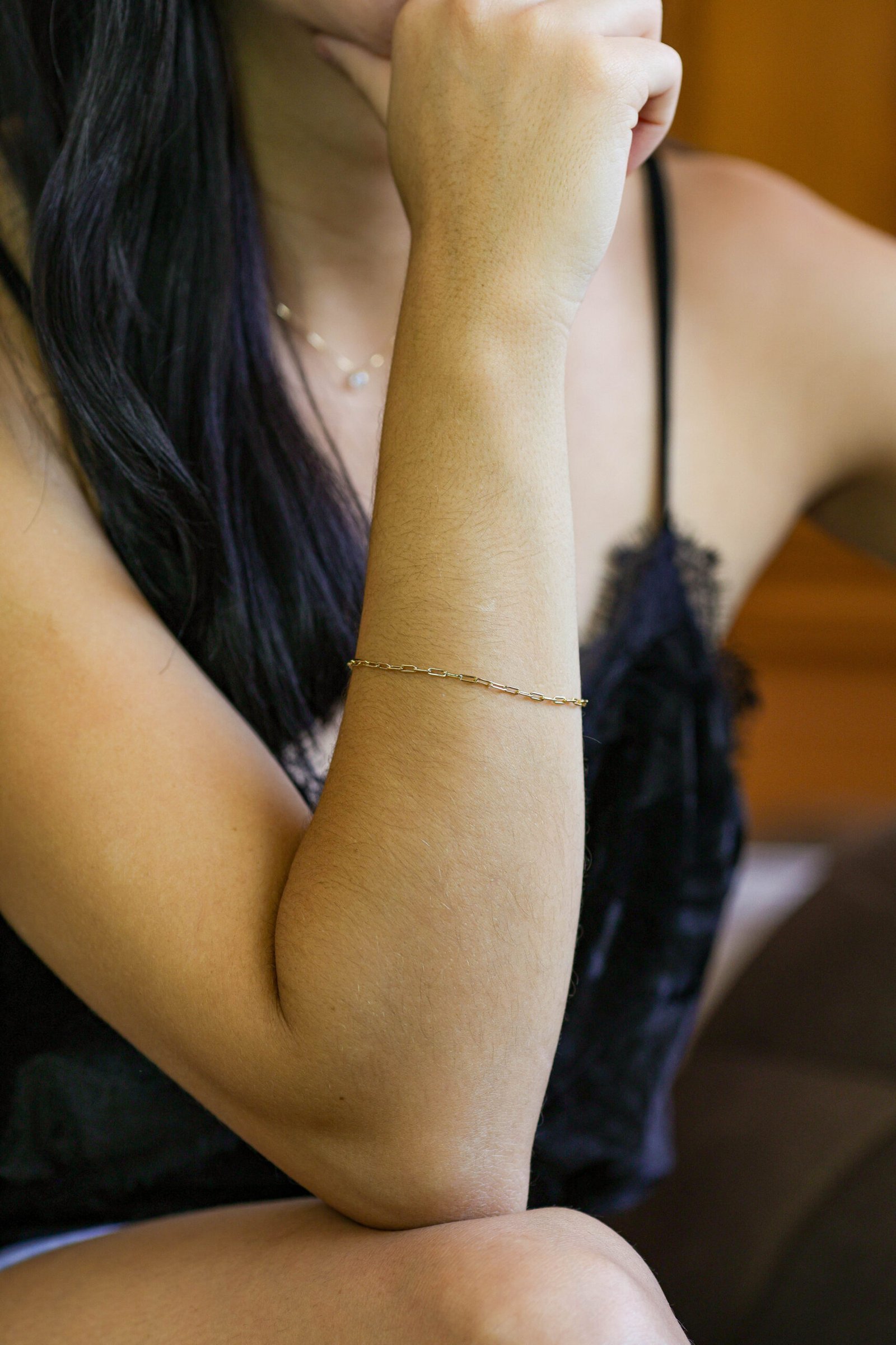 Pulseira de corrente elos retangulares em banho ouro 18k