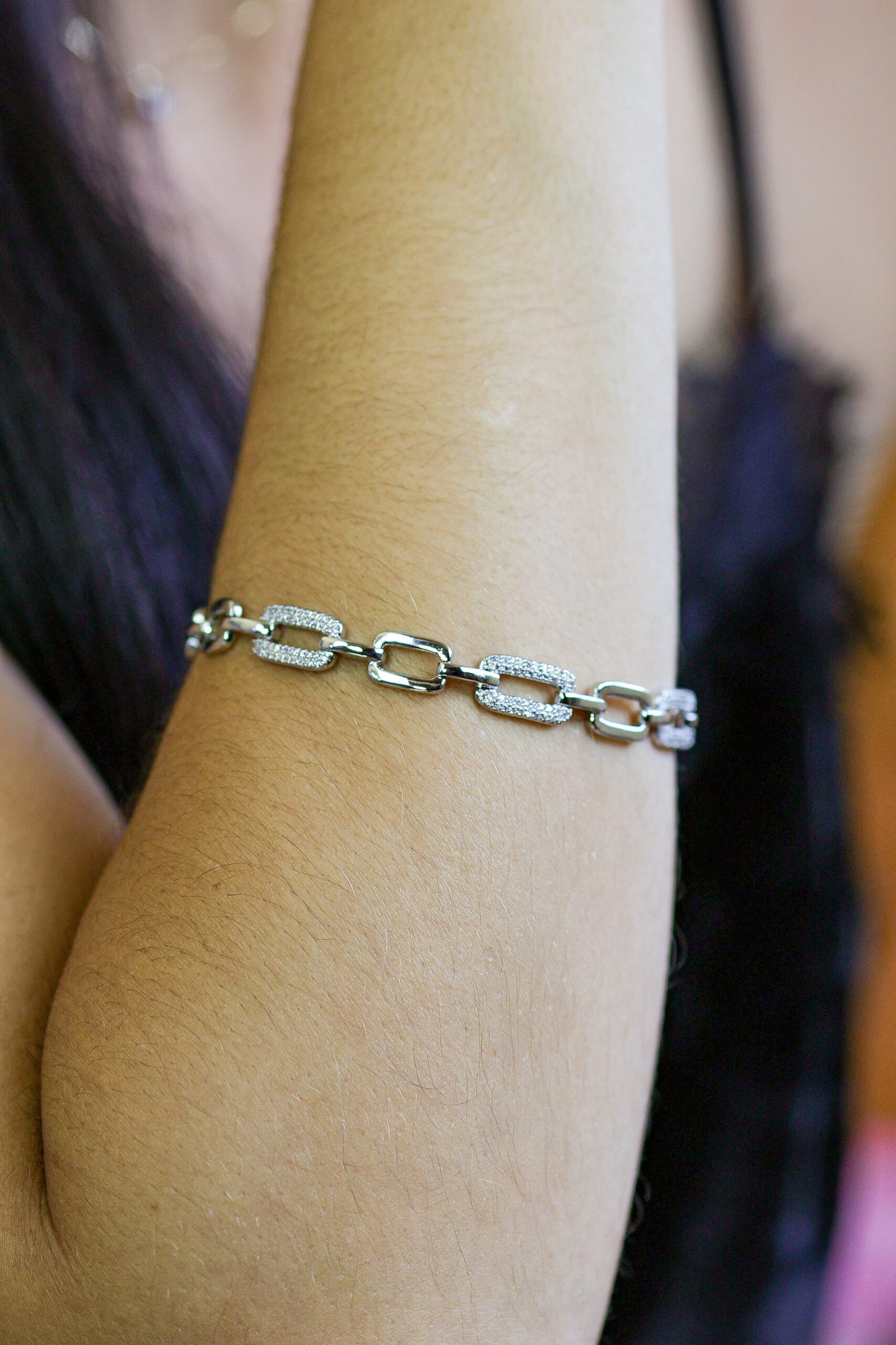 Pulseira Elos Zircônia em Ródio Branco - Imagem 2