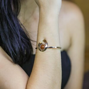 Bracelete com Pedra Central Banho Ouro 18k