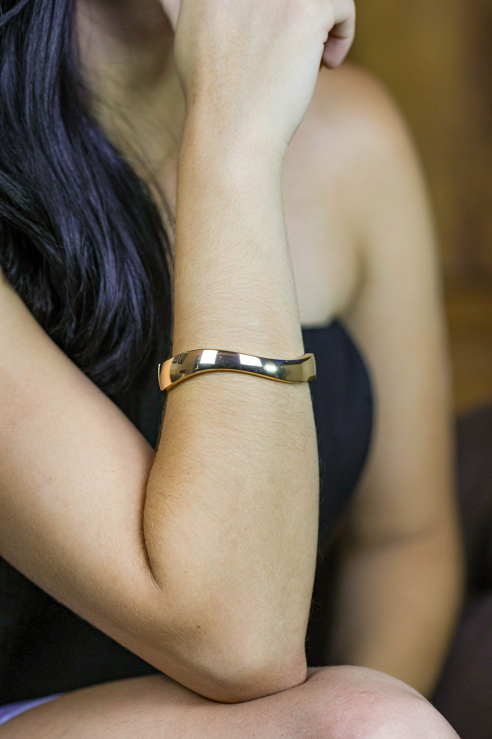 Bracelete Liso Espelhado Banho Ouro 18k