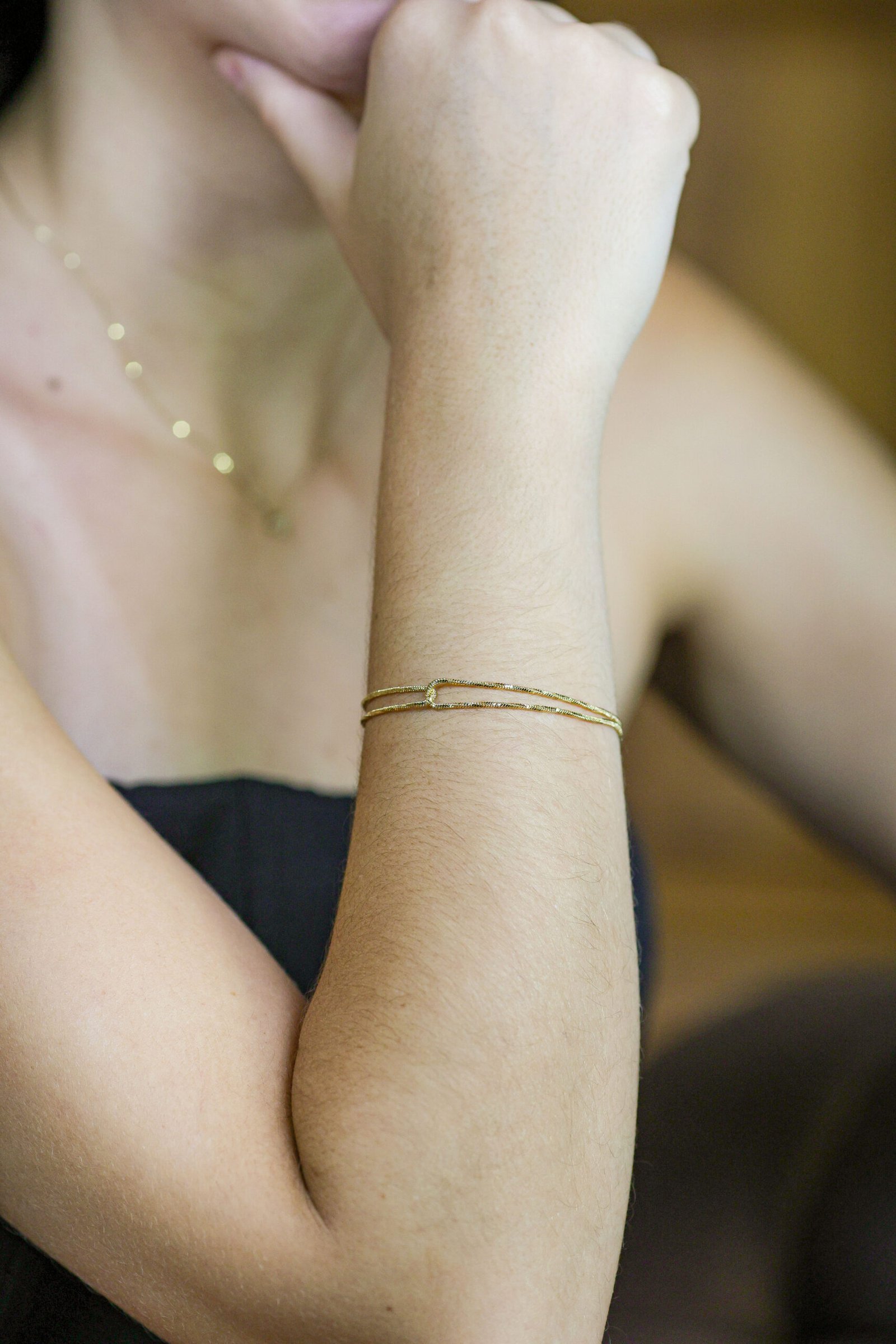 Pulseira Dupla Veneziana com Pingente Dado banho ouro 18k