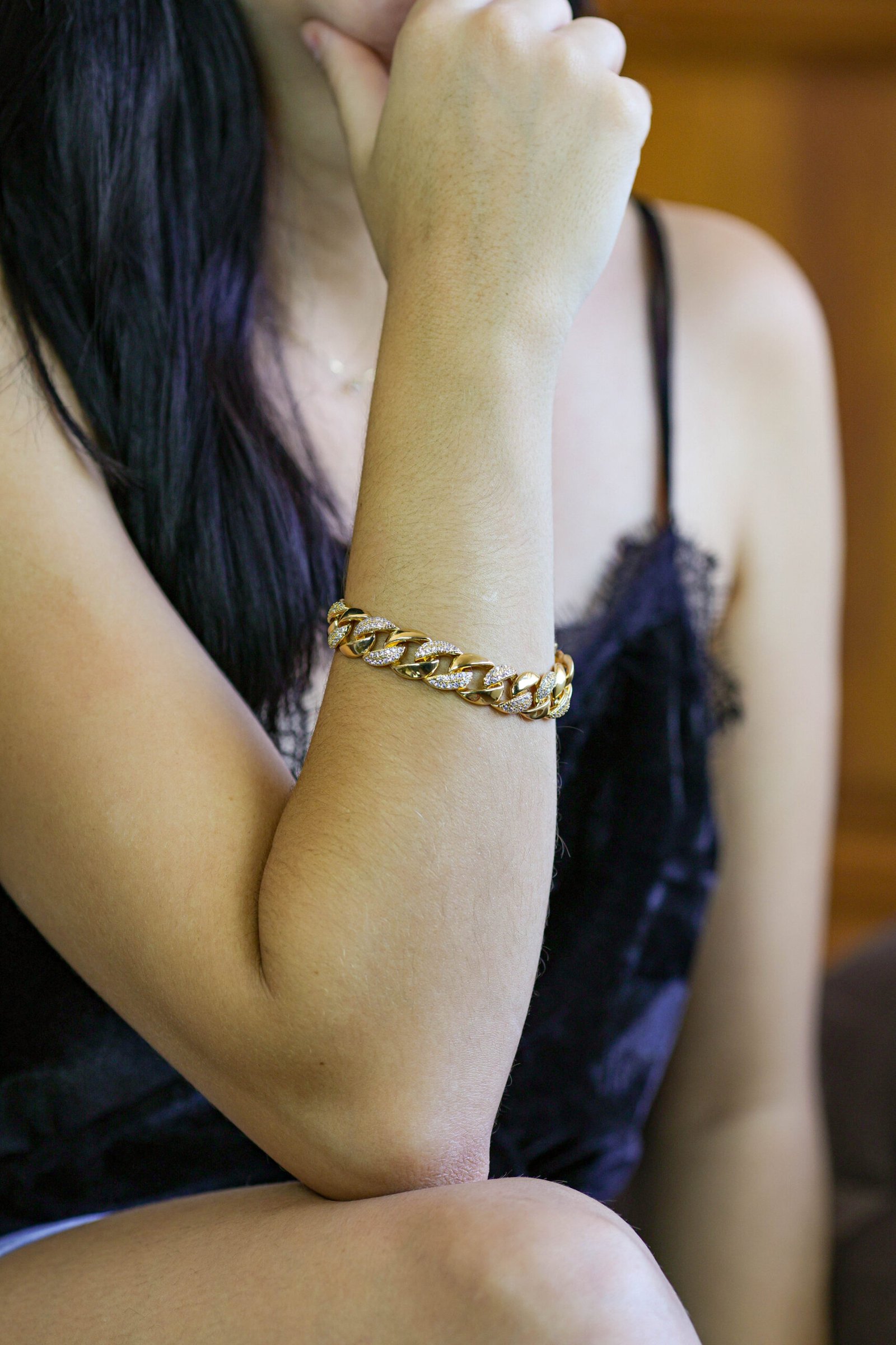 Pulseira Elos Cravejados Banho Ouro 18k