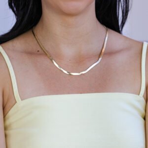 Colar malha lisa banho ouro 18k