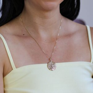 Colar Medalha São Bento em Banho Ouro 18k