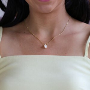 Colar Coração em Banho Ouro 18k com Zircônia