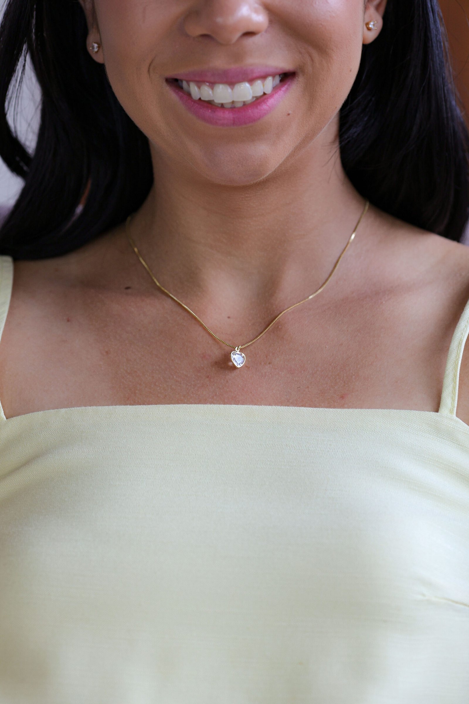 Colar Coração em Banho Ouro 18k com Zircônia