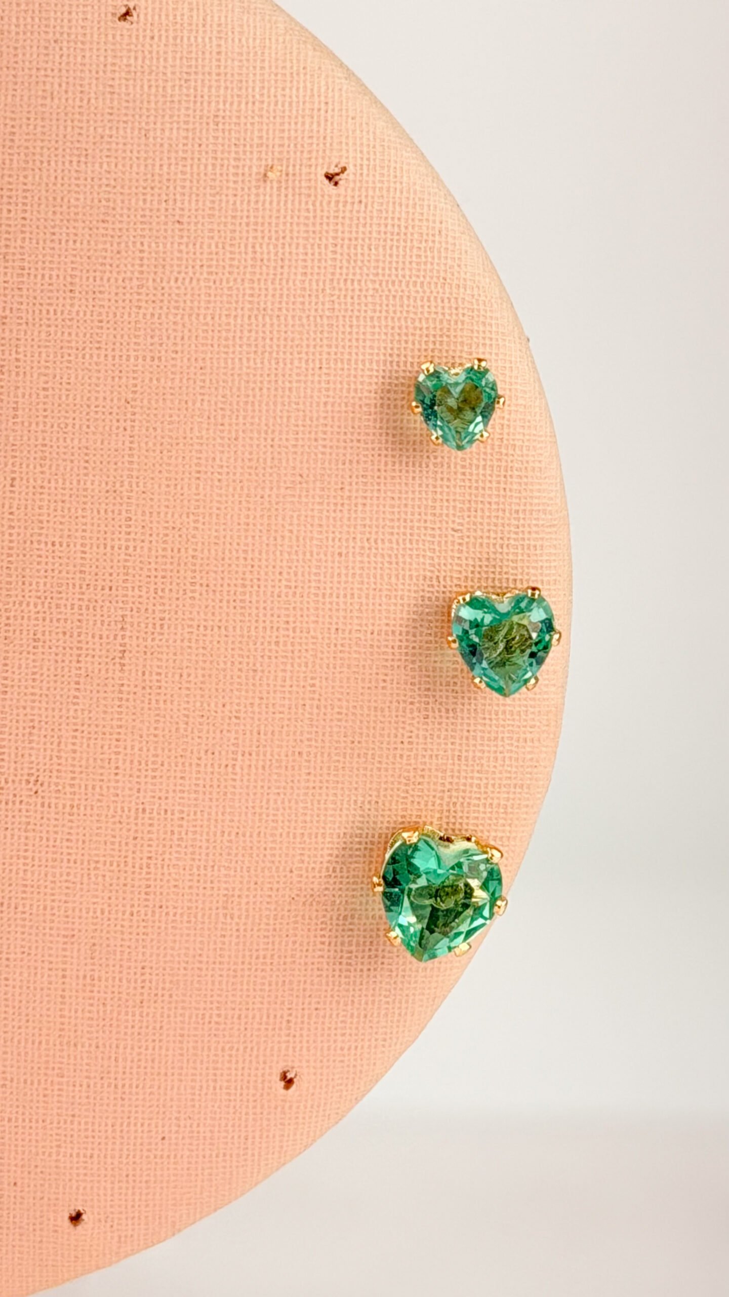 Trio Coração Verde Água Banho Ouro 18k - Imagem 3